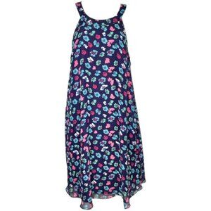 Betsey Johnson Pink Label Flowy Chiffon Halter Dress - Floral on Deep Navy - 14